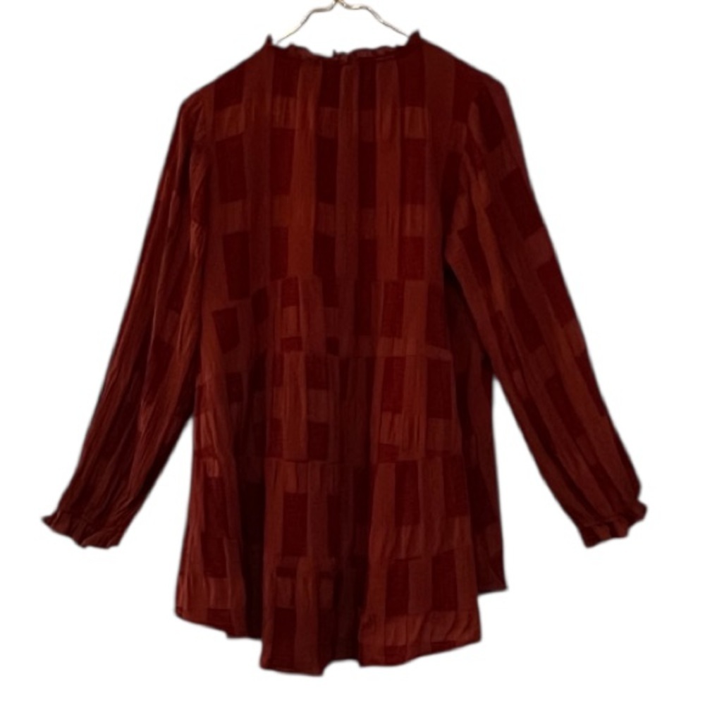 Umgee Chenille Babydoll Tunic Top Dress Rust Split Neck Long Sleeve XL - Picture 7 of 13